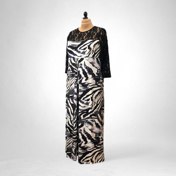 COLDESINA Clara Black Lace Zebra Print Jumpsuit Jumper, Size 1X  1XL - Picture 1 of 7